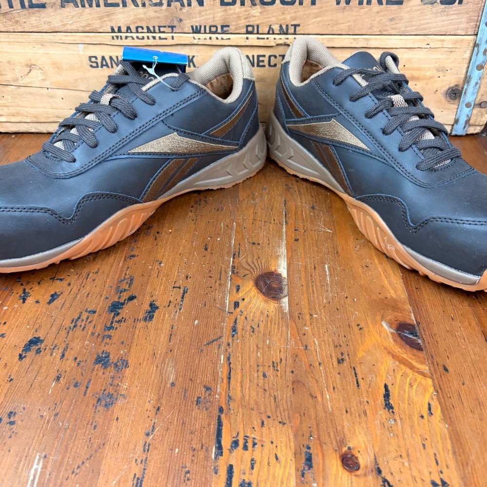Reebok Men's 9.5 W Work Shoes Brown RB1940 Slip Oil Resisting Athletic Sneakers - Picture 5 of 12